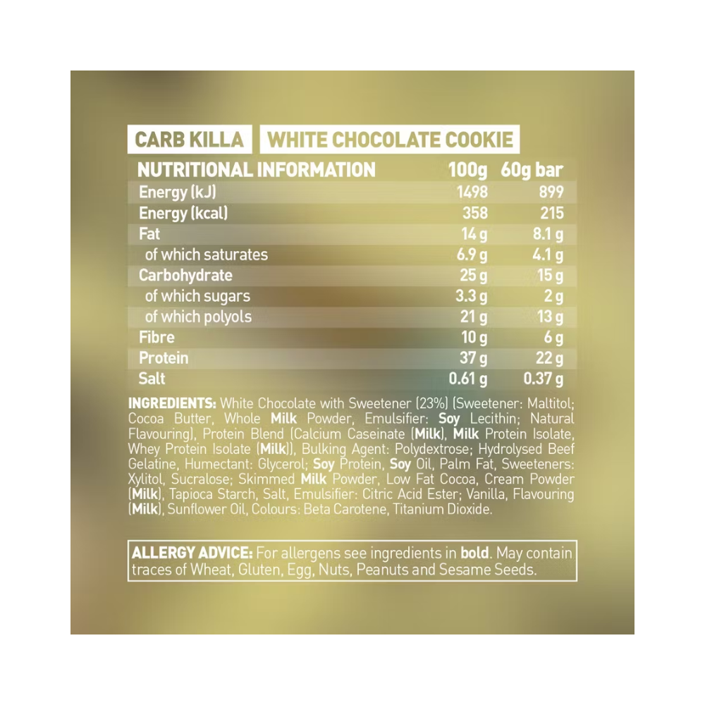 Barre Protéinée Carb Killa® Chocolat Blanc cookie
